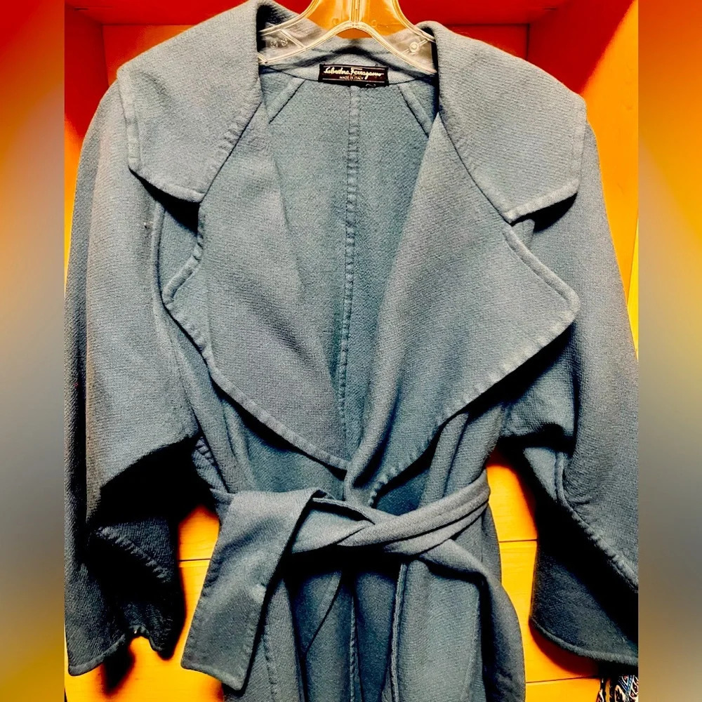 Salvatore Ferragamo Vintage Blue Peacoat/Jacket - Xs But Fits Up To Xl.